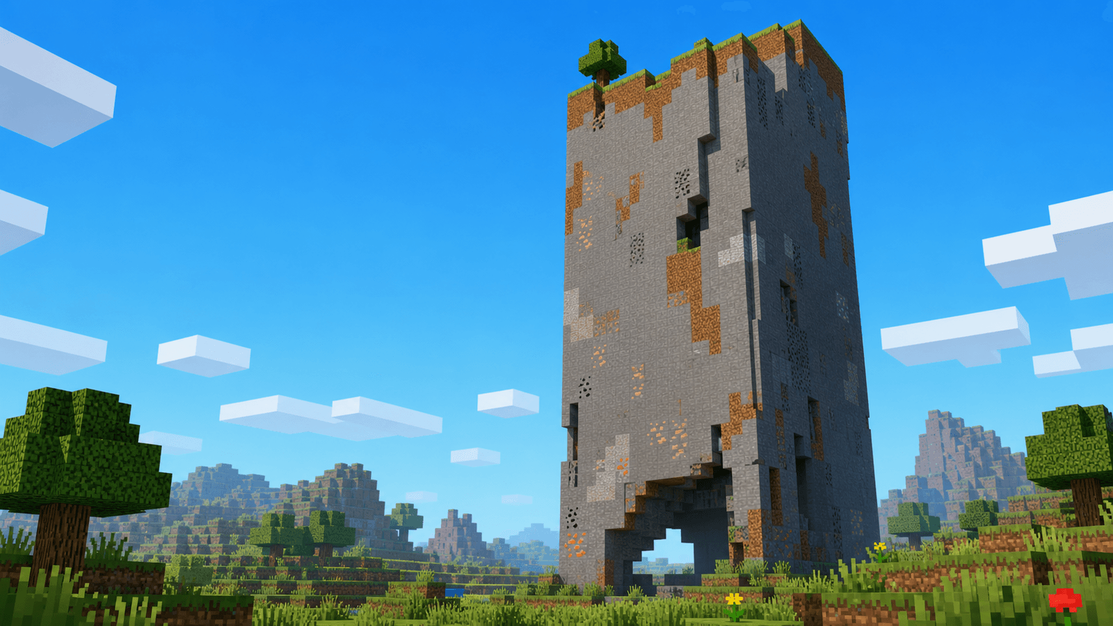 Minecraft editorial cover for "The Complete History of Minecraft Monoliths" inspired by ground the post in documented minecraft history, then explain why the change still matters to shared-world players and smp communities today.