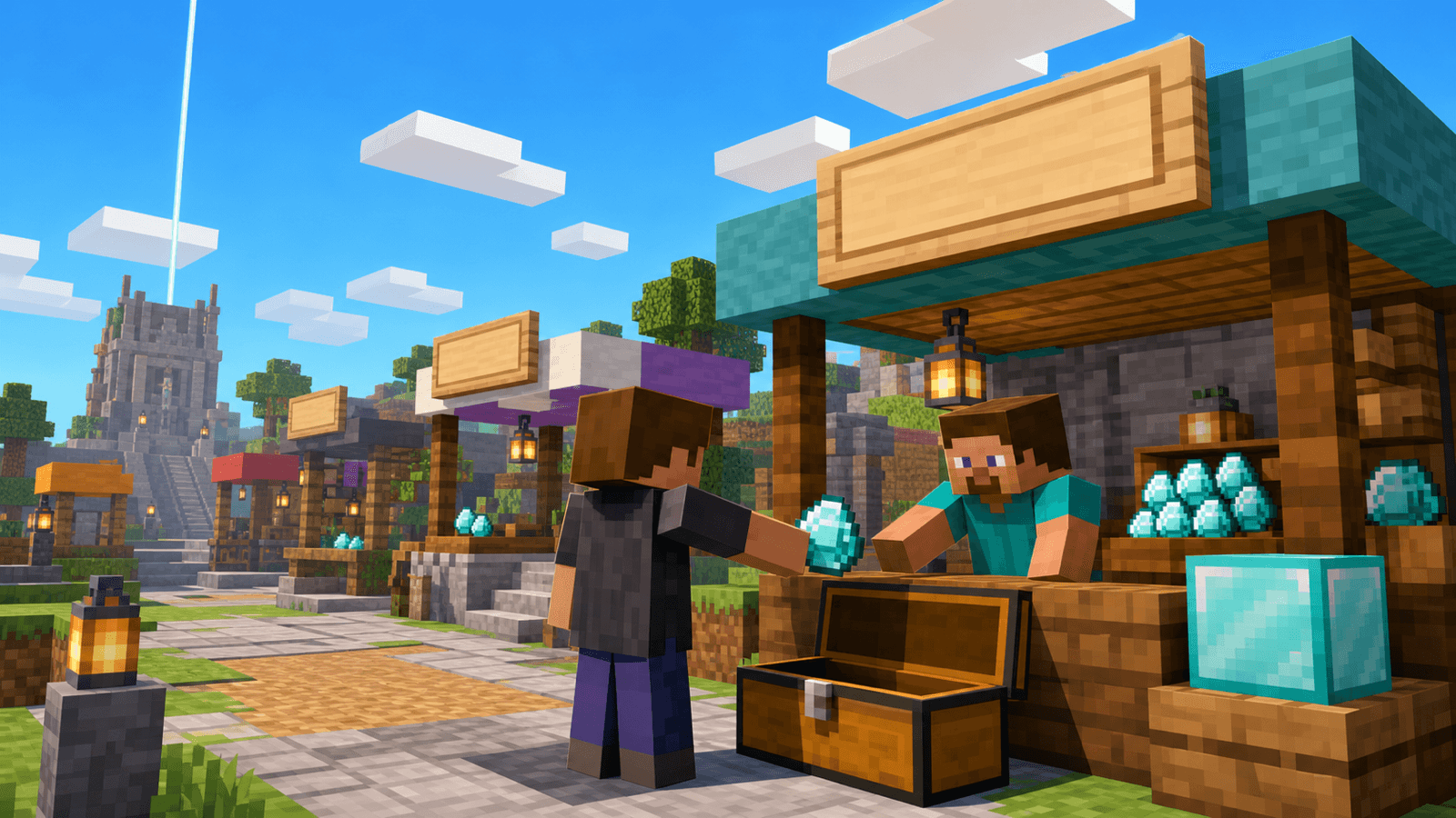 Minecraft editorial cover for "When Diamonds Became SMP Currency" inspired by ground the post in documented minecraft history, then explain why the change still matters to shared-world players and smp communities today.